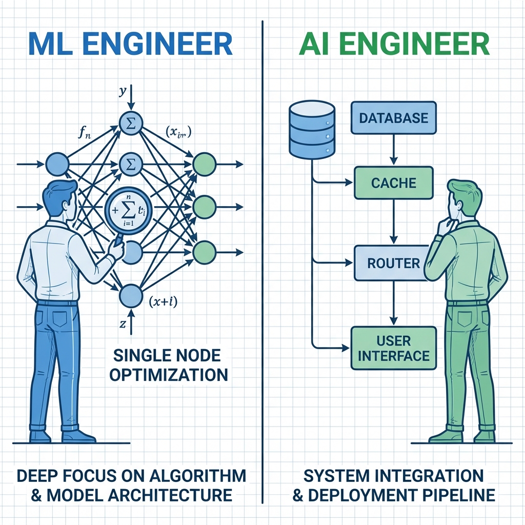 Comparison of ML Engineer vs AI Engineer focus