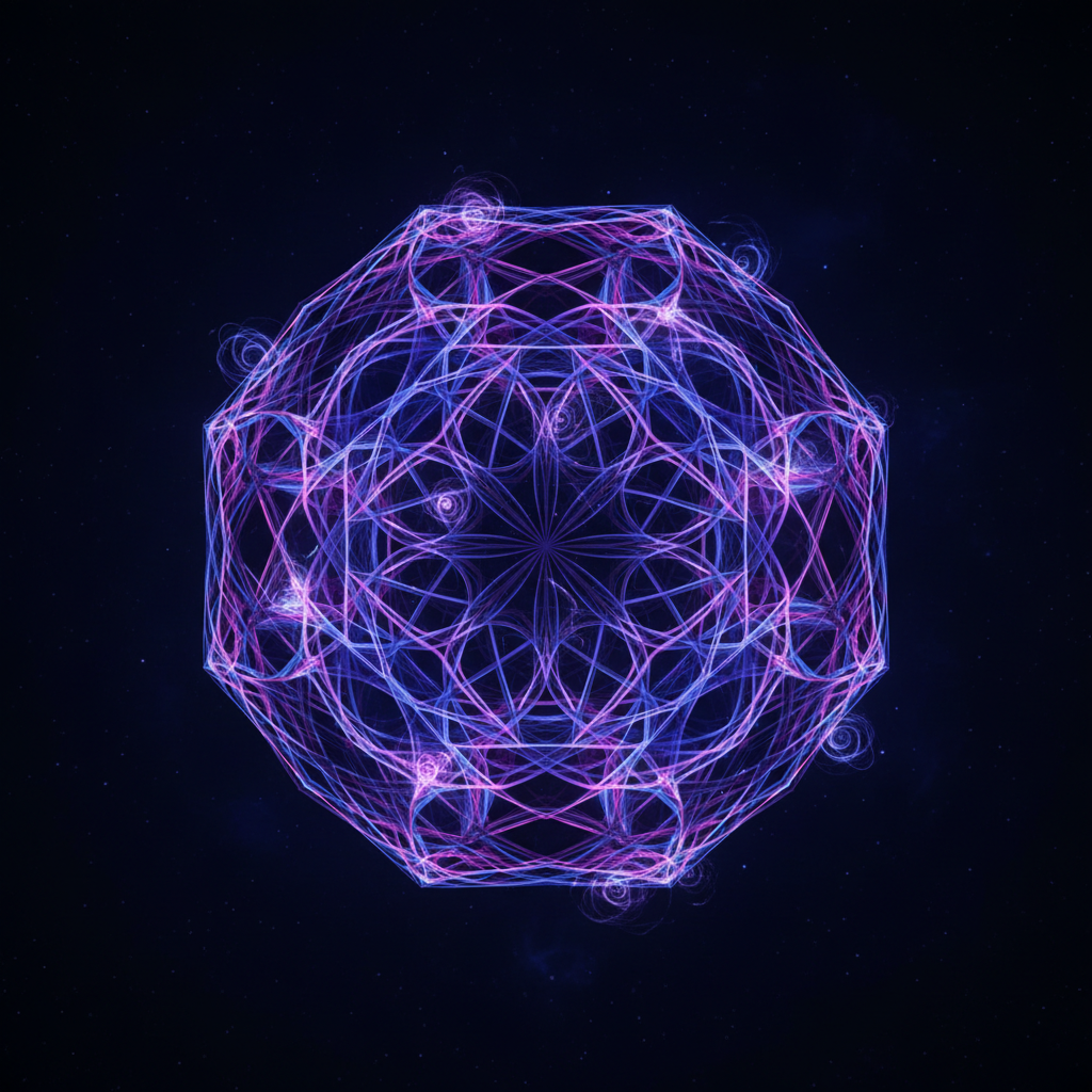 Abstract visualization of a quantum field lattice.