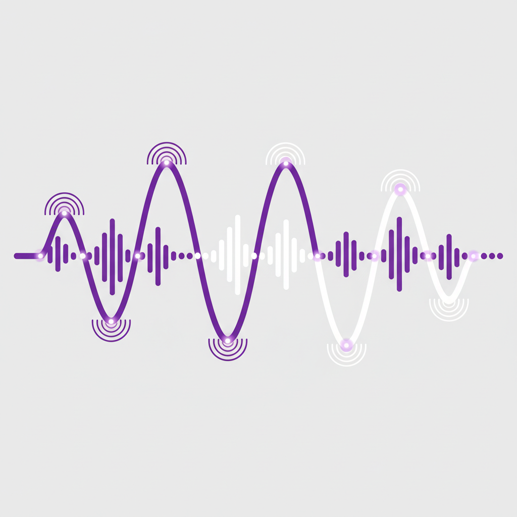 Two sound waves intertwining, representing human-AI musical collaboration.